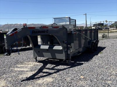 7x16 Diamond C LPT-GN 208 Gooseneck Dump Trailer - 44" Sides - 18K GVWR - 18 Ply Tires, Long Arm Tarp