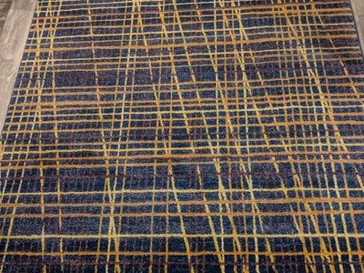 Bashian Everek 5x7'6" Royal Blue/Gold Geometric Area Rug - Made in Turkey
excellent condition