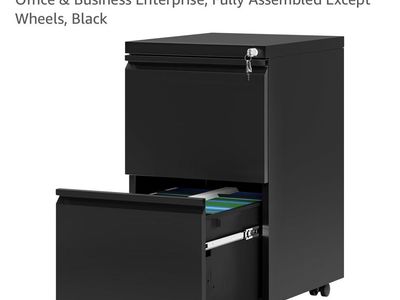 YITAHOME 2-Drawer Mobile Metal File Cabinet with Lock - Black, for Letter/Legal/A4 Files
