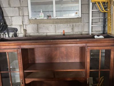 Wooden Bookcase Hutch with Glass Doors - Display or Storage Unit