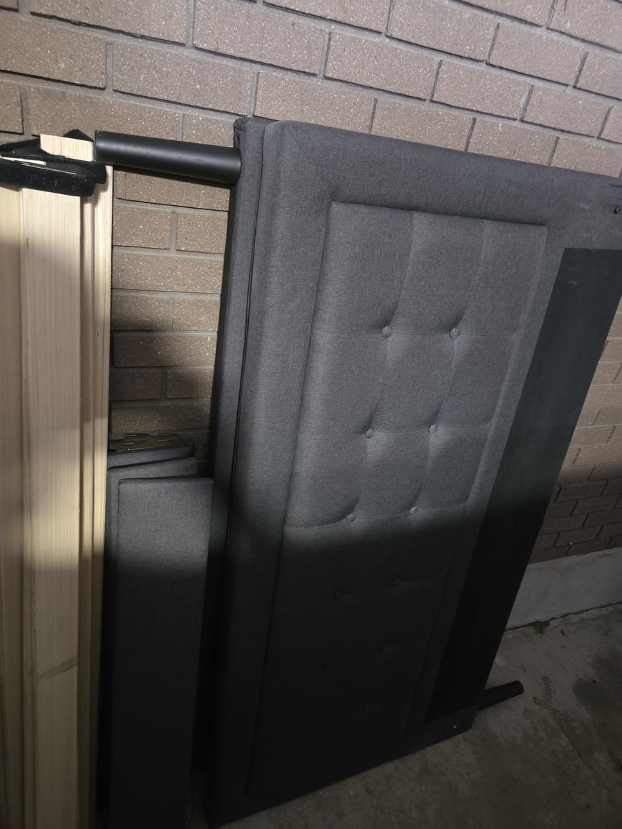 Blue Tufted Fabric Headboard & Bed Frame Pieces - Queen/King Size (unassembled)