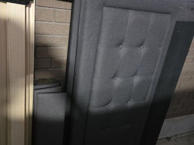 Blue Tufted Fabric Headboard & Bed Frame Pieces - Queen/King Size (unassembled)