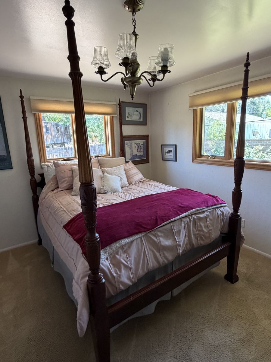Estate Sale – Beautiful Solid Wood Queen Canopy Bed Frame