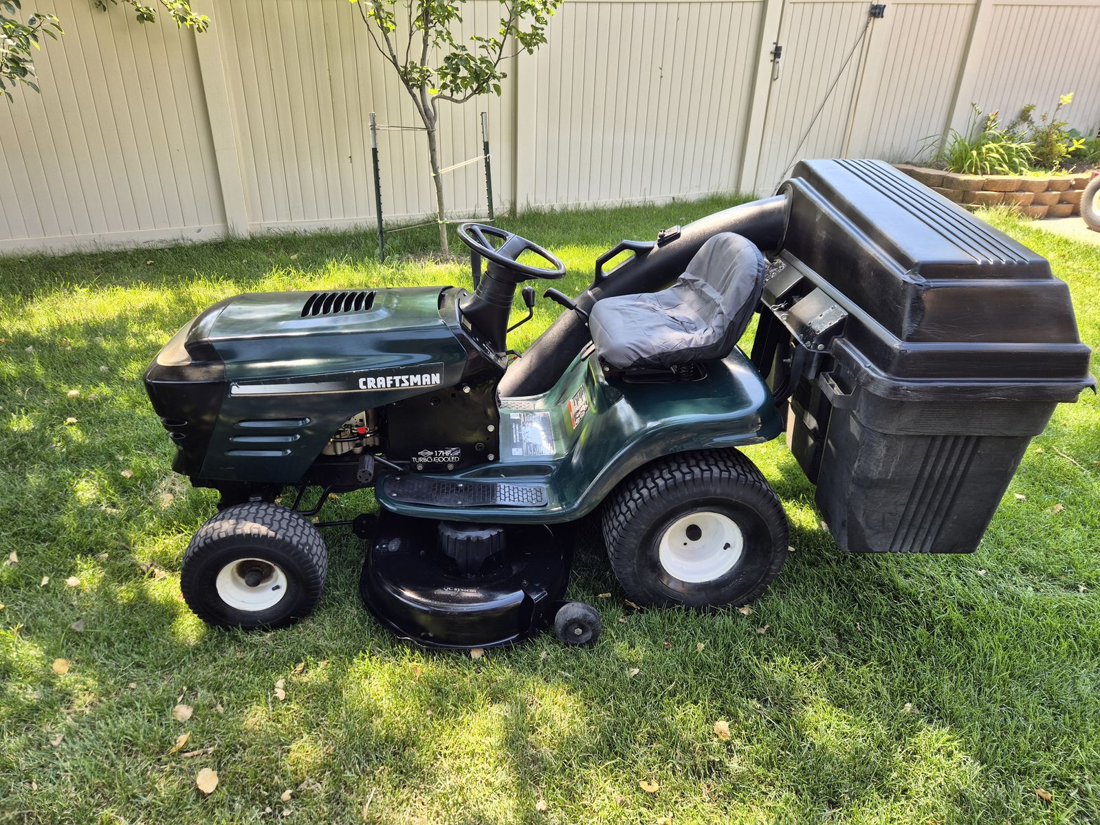 Craftsman Riding Mower with bags and plow