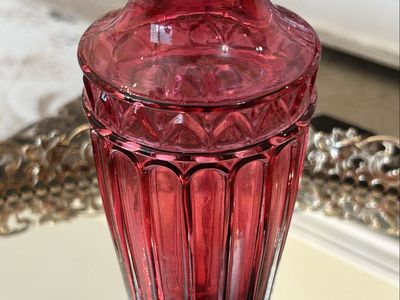 Vintage Fenton Cranberry Ruffled Edge/Arch Vase