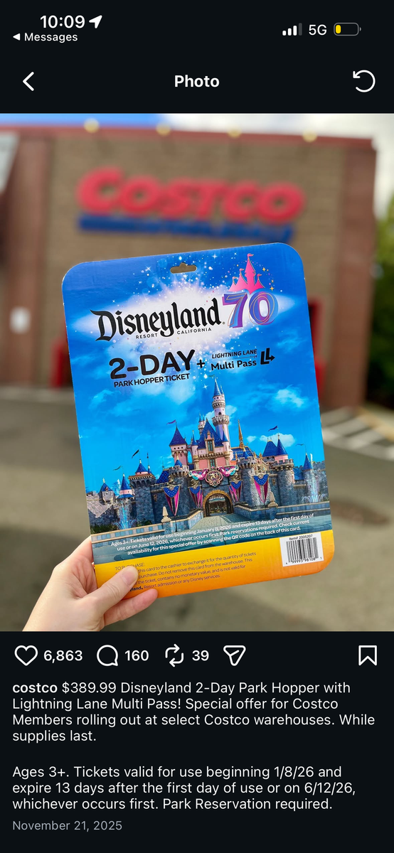 Disneyland 2 Day Park Hopper w/ Lighting Lane Multi Pass - Expires 6/12/26