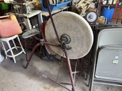 Antique pedal sharpening stone wheel