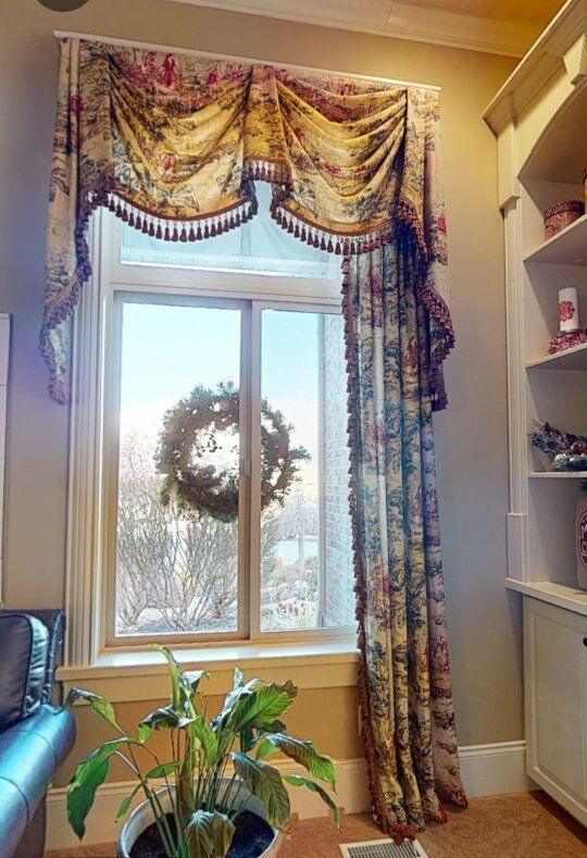 Luxury Custom Toile Window Treatments - 3 Full Set