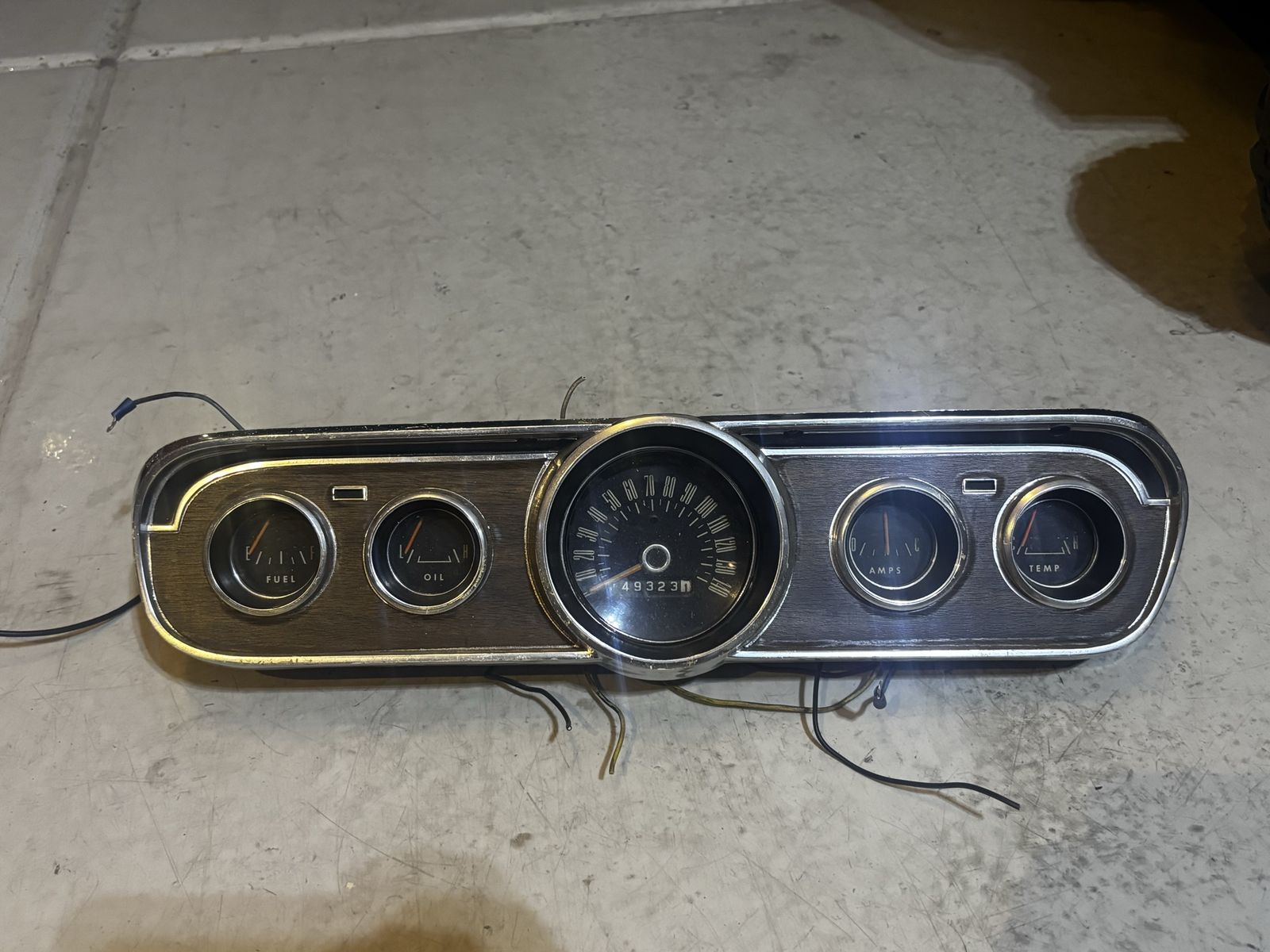 1965 GT Ford Mustang 5-Gauge Instrument Cluster Speedometer Woodgrain Bezel - Original