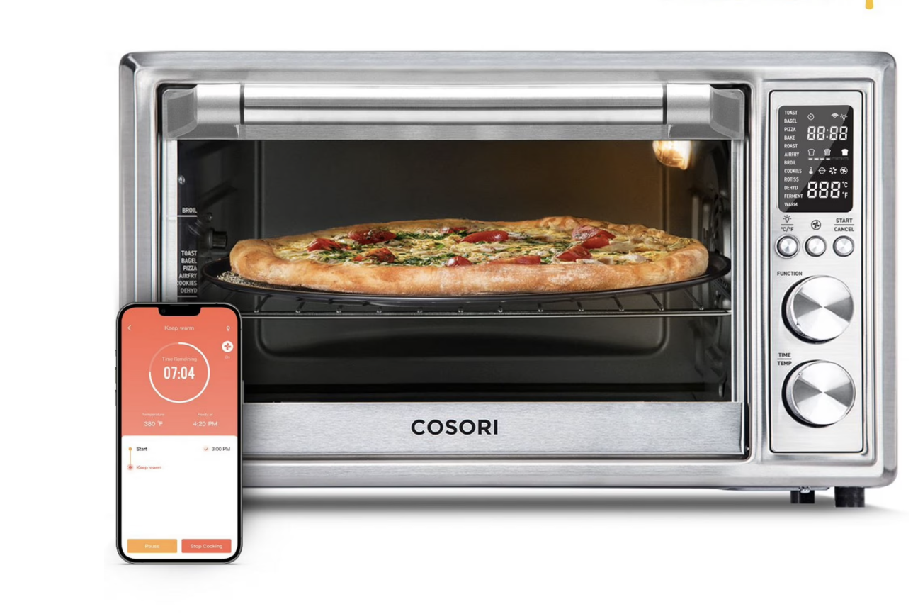 New in Box Cosori 9-Slice Smart Air Fryer Toaster Oven, Stainless Steel, Silver