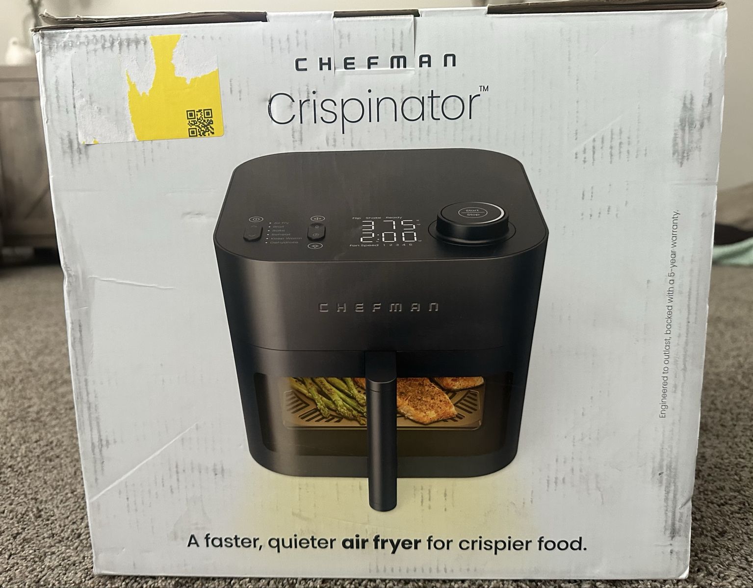 Chefman Crispinator 8-Quart Air Fryer - Quiet, Low Profile, Family Sized, Multiple Functions