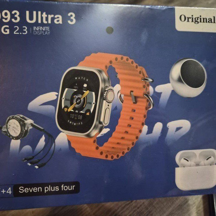 New D93 Ultra 3 Smart Watch Set with Wireless Earbuds, Speaker, & Accessories