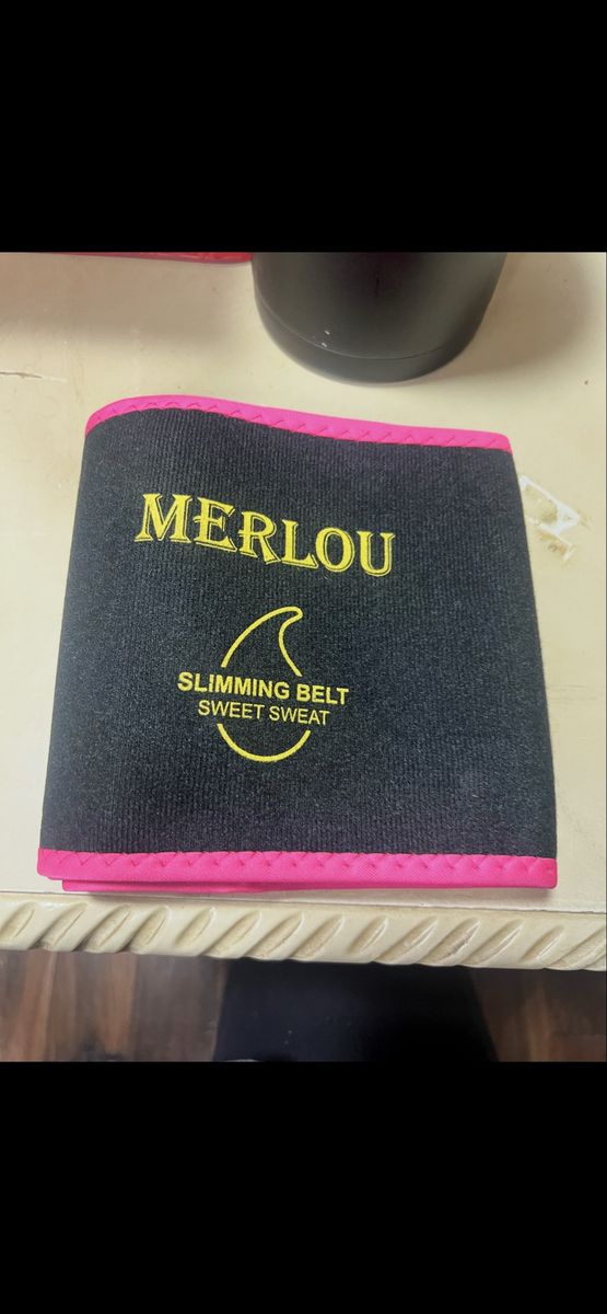 Merlou Sweet Sweat Slimming Belt Waist Trainer, Black & Pink, Size L