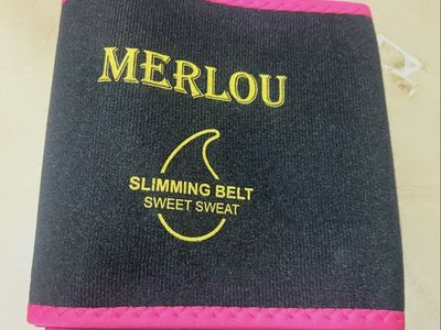 Merlou Sweet Sweat Slimming Belt Waist Trainer, Black & Pink, Size L