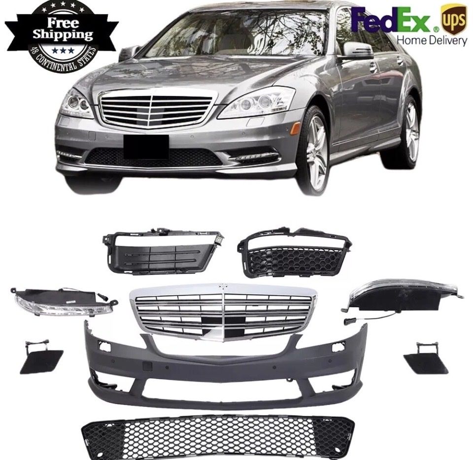 Mercedes W221 2007-2013 S63 AMG Style Front Bumper Assembly w DRLs