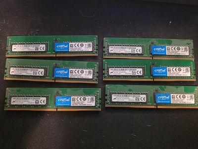 96GB DDR4 – 6×16GB Micron/Crucial