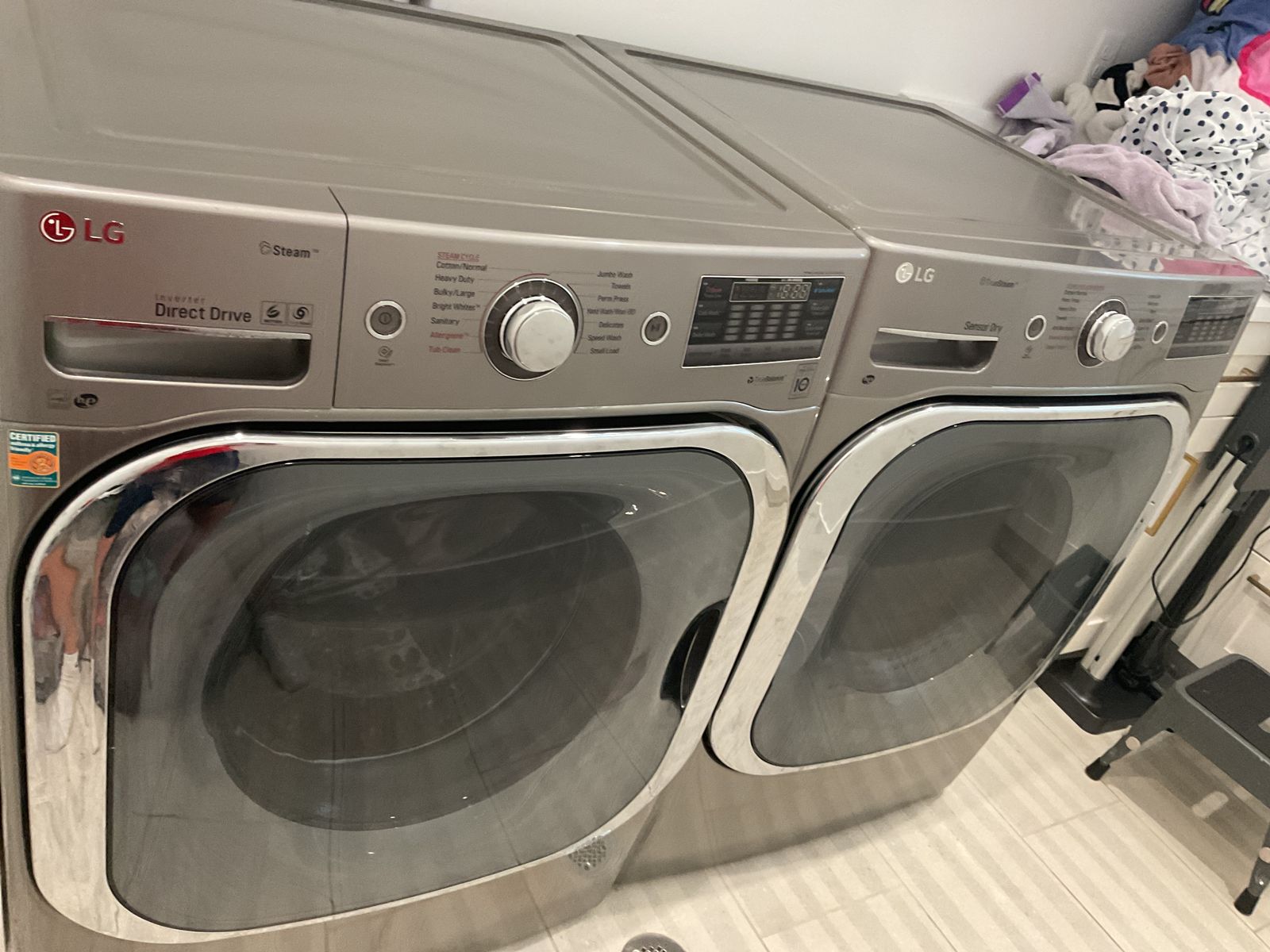 LG Steam Washer & Sensor Dryer Set - Front Load, Gray, TrueSteam & TurboWash