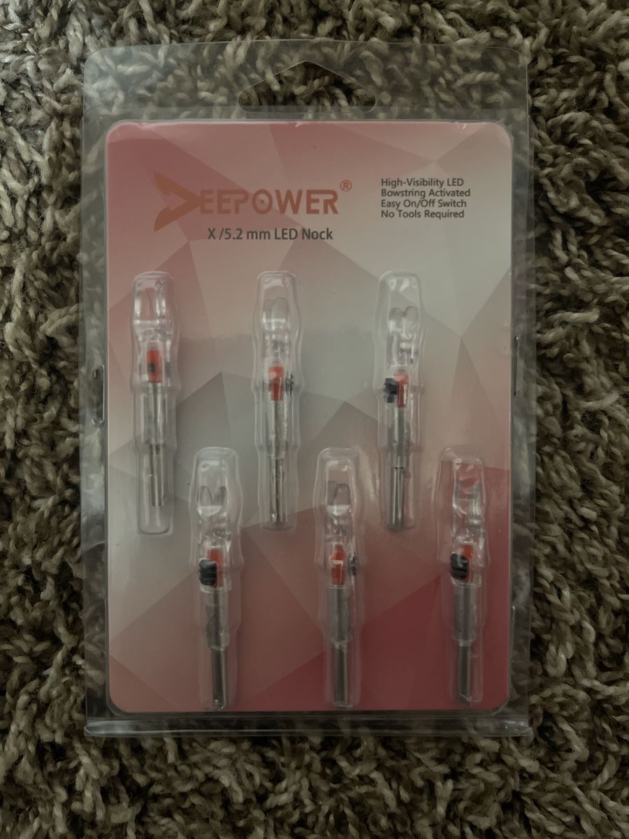 DEEPOWER X/5.2mm High-Visibility LED Bowstring Activated Arrow Nocks - 6 Pack