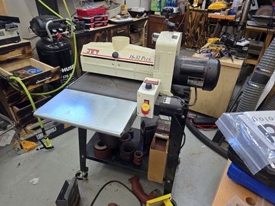 JET 16-32 Plus Woodworking Drum Sander - Industrial Workshop Tool with Stand