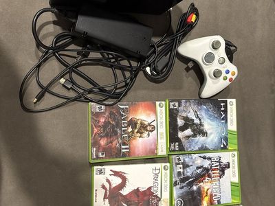 Xbox 360 Console Bundle with Controller, Cords & Games