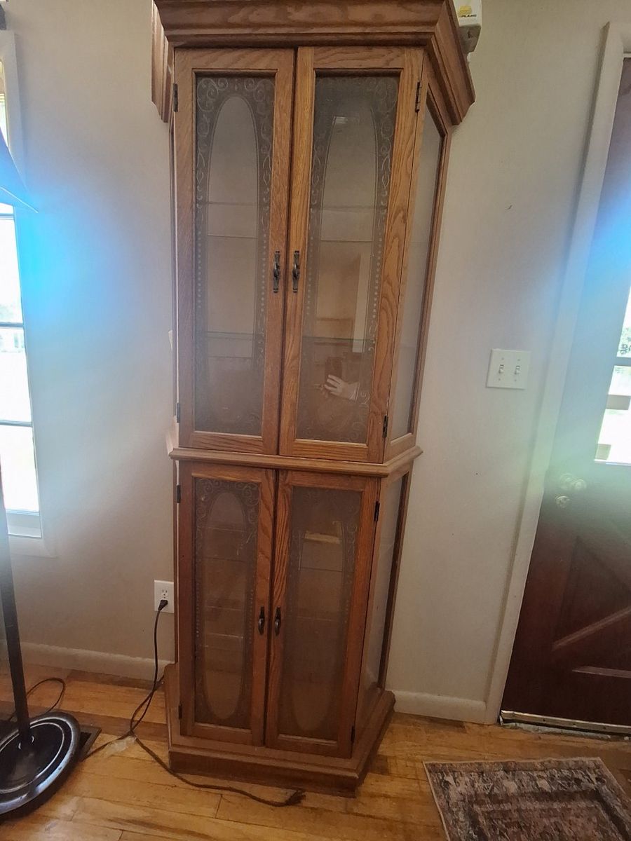 Lighted Corner Curio Cabinet – $175 OBO