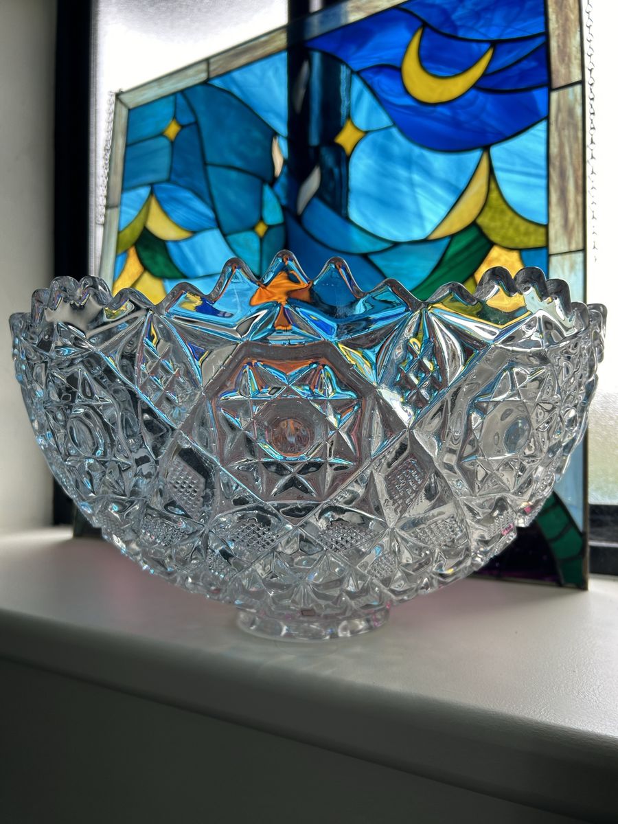 Vintage Crystal Punch Bowl