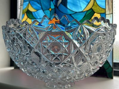 Vintage Crystal Punch Bowl