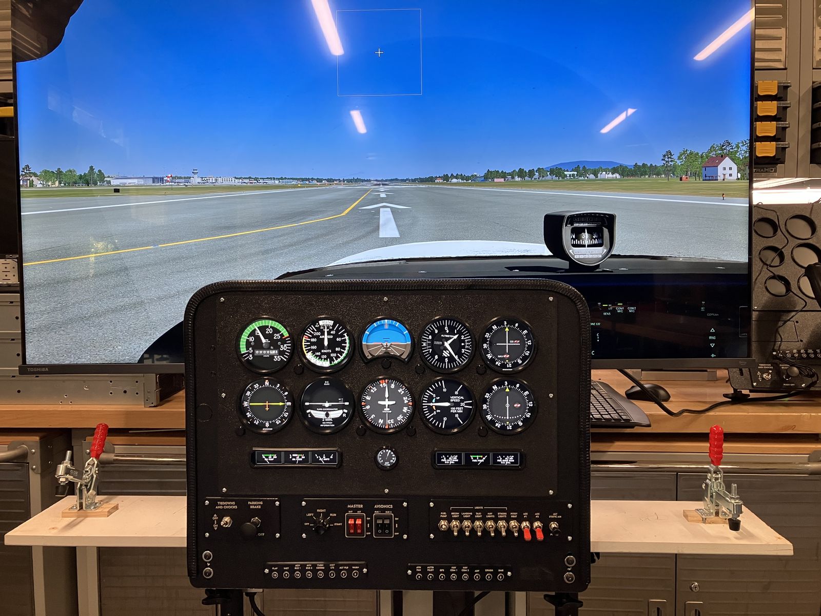 Compact Flight Simulator — Complete Stick & Rudder setup with HOTAS, Rudder Pedals & Stand