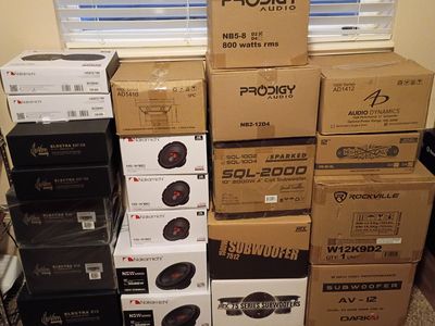 Pallet lot of 26 car audio subwoofers and speakers