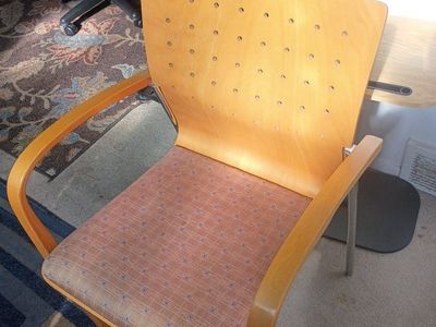 Mid-Century Style Bentwood Armchair with Upholstered Seat and Metal Legs