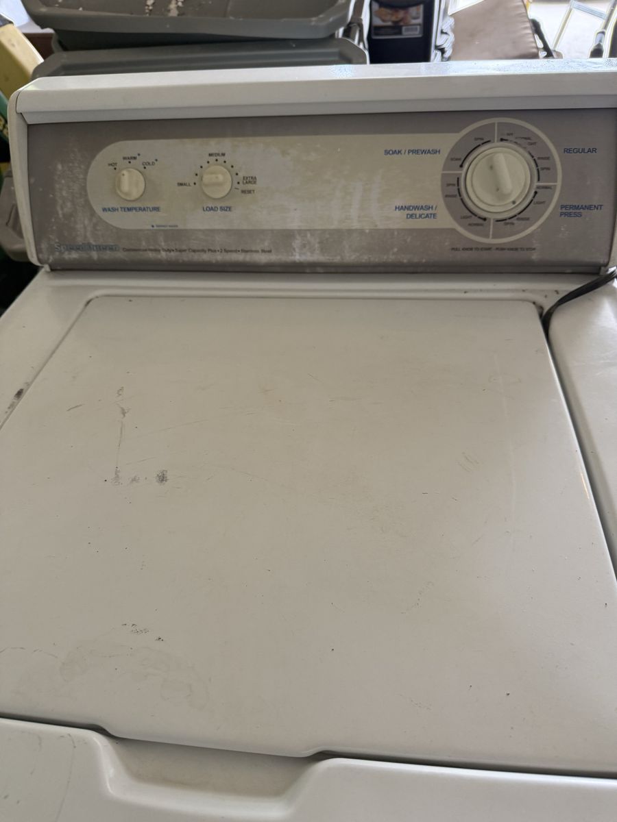 GE White Top Load Washer - Super Capacity Plus 2-Speed Stainless Steel