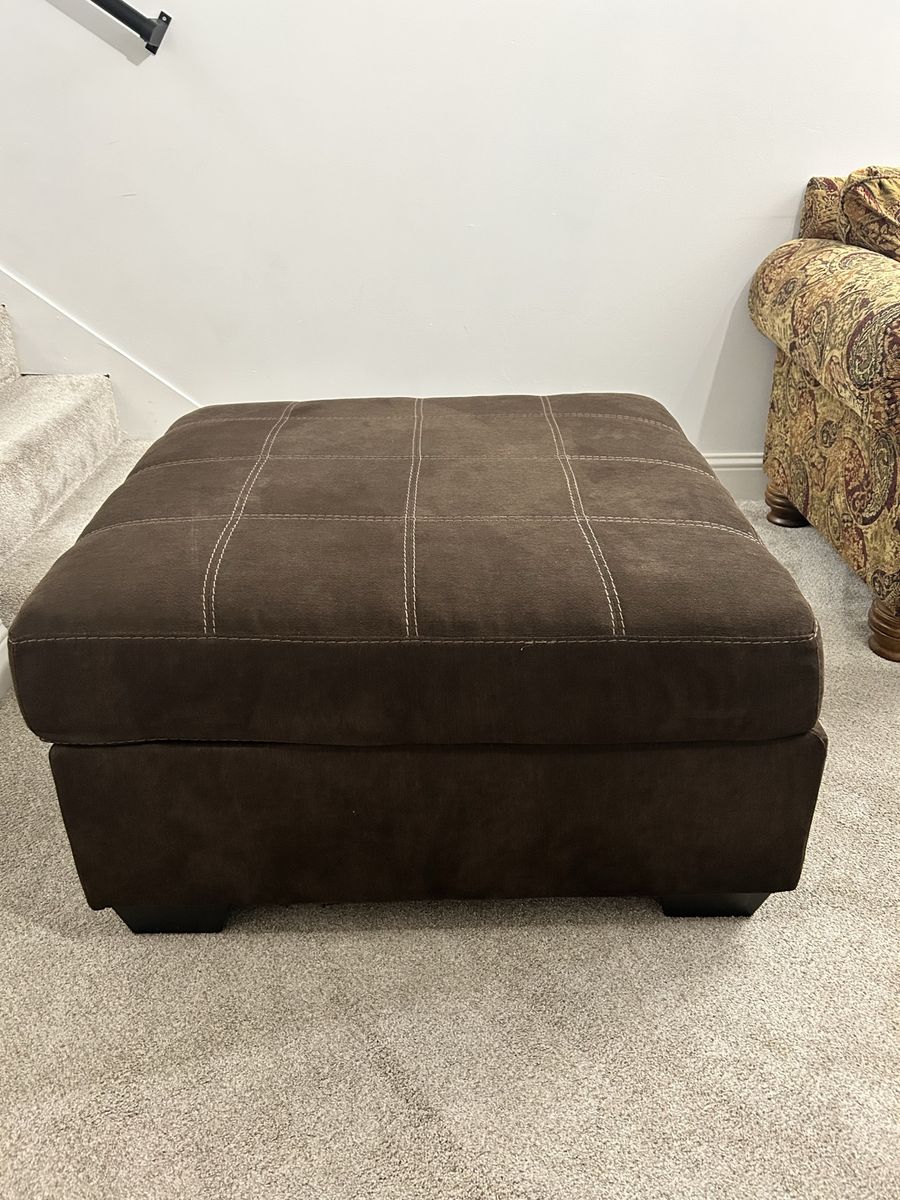 Brown Ottoman Square with White Stitching