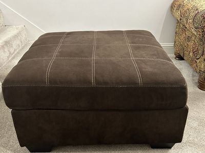 Brown Ottoman Square with White Stitching