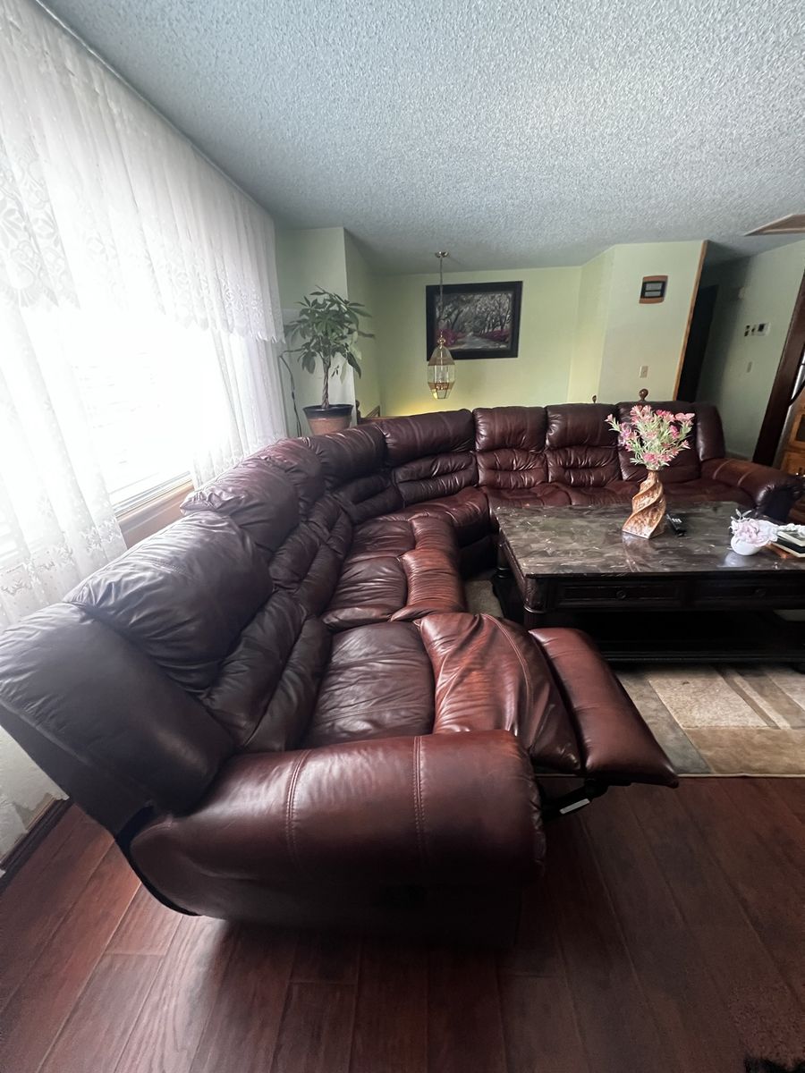 Dark Burgundy Leather Sectional – Great Condition