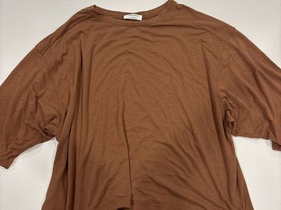 Zenana Women's Brown Short Sleeve Oversized Top Size L