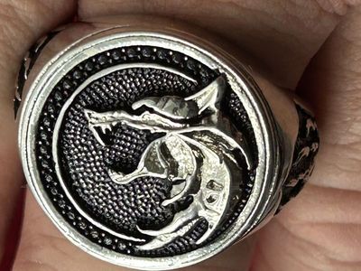 Wolf Head Biker Rider Paw Jungle Animal 925 Sterling Silver Signet Men's Ring