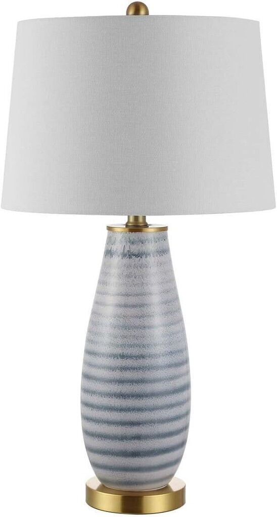 Safavieh Eliana Blue Stripe Glass 27in Table Lamp