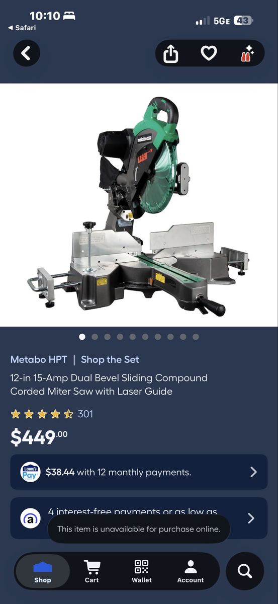 Metabo Miter Saw 12” and Dewalt Miter Stand