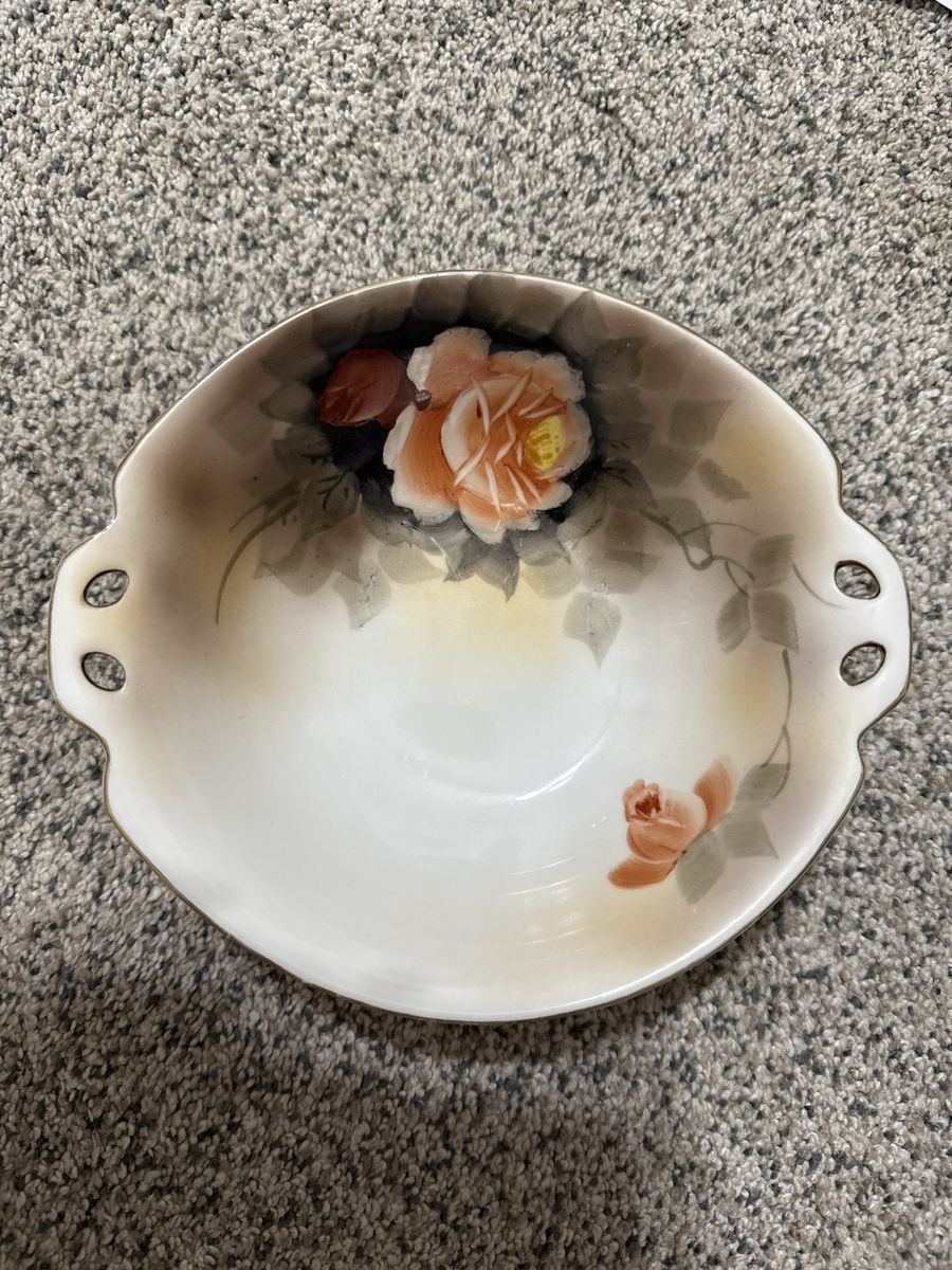 Vintage Noritake M Hand Painted Floral Bowl w/ Handles - Made in Japan