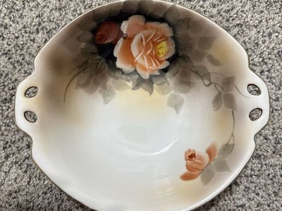 Vintage Noritake M Hand Painted Floral Bowl w/ Handles - Made in Japan