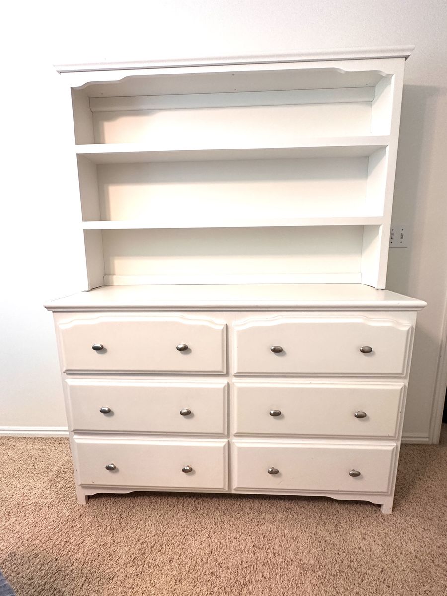 White Dresser with Removable Hutch