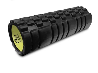 New, Athletic Works 18” x 5 1/2” hollow core foam roller, firm, deep tissue, massage, roller, black