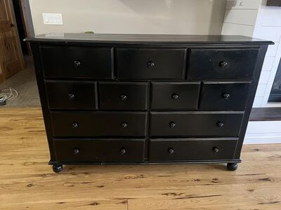 Beautiful 11 drawer solid wood black dresser and night stands