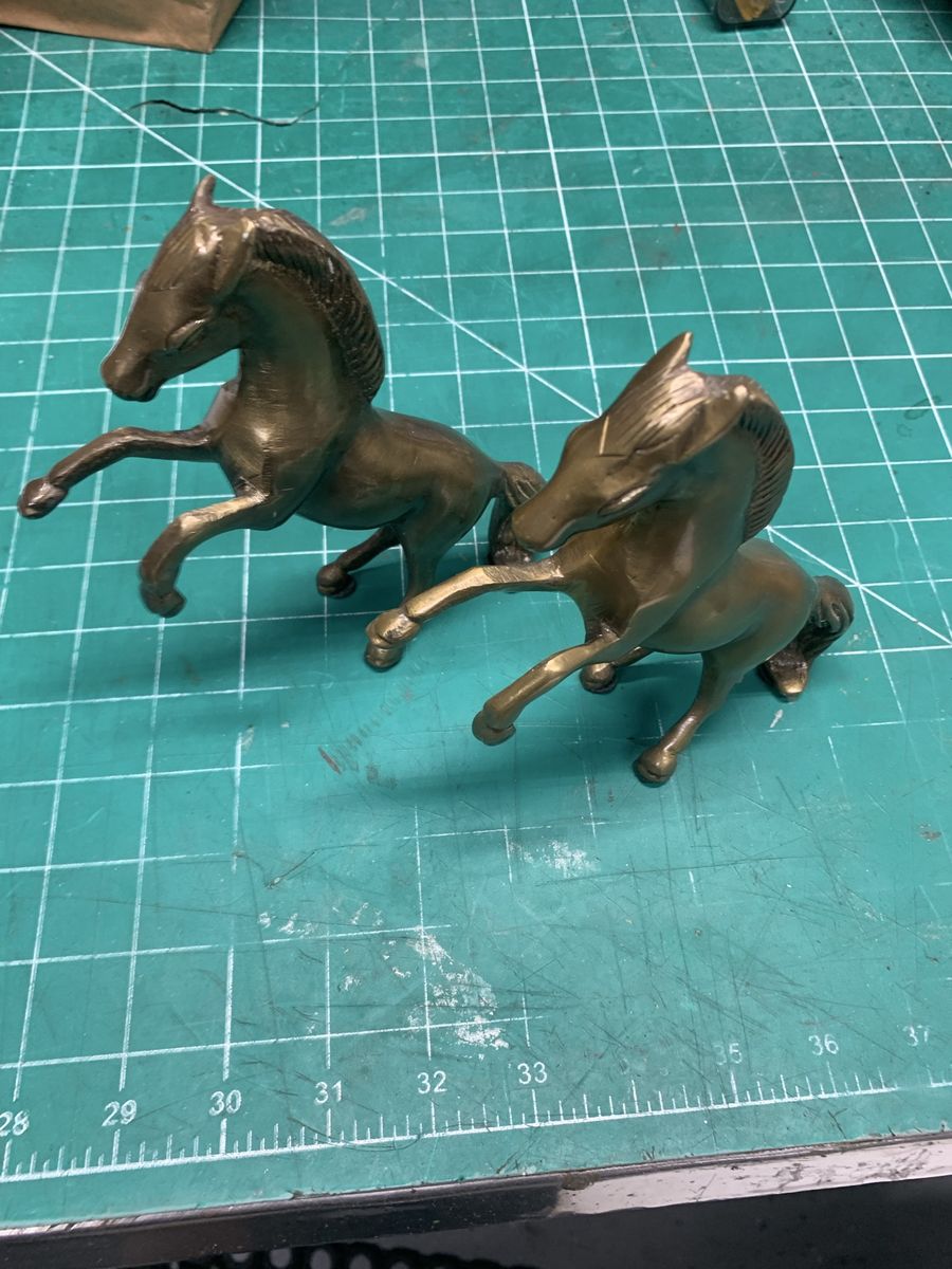 Vintage Brass Rearing Horse Figurines Set of 2 Animal Statues Decor