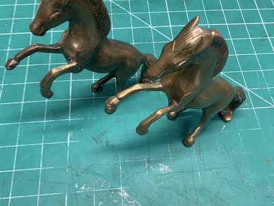 Vintage Brass Rearing Horse Figurines Set of 2 Animal Statues Decor