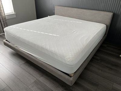 Article Tessu King Low Profile Upholstered Bed Frame & Mattress