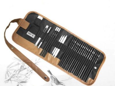 Sketching & Drawing Pencil Set with Roll-Up Canvas Case