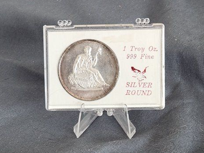 Silver Round Seated Liberty 1Troy Oz Toner