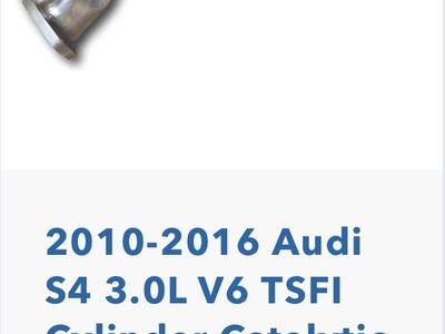 2010-2016 Audi S4 bank 1 right side catalytic conv