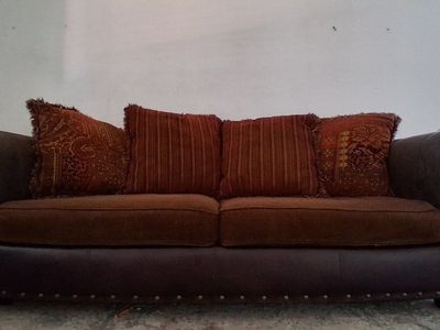 Brown Comfy Couch & Ottoman